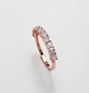 PARIS 10 SMALL ASSCHER STONES ROSE GOLD 925 SILVER RING BY ANITA BRAND