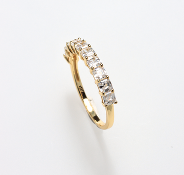 PARIS 10 SMALL ASSCHER STONES YELLOW GOLD 925 SILVER RING BY ANITA BRAND
