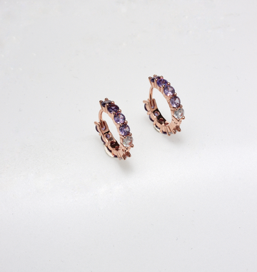 ROSA LILAC ROSE GOLD HUGGIE EARRINGS MADE IN ITALY