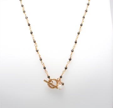 FANΤASY ROSARY GOLD BROWN NECKLACE