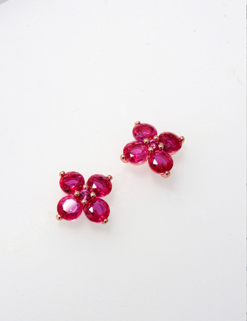 POZIE MAGENTA FLOWER 925 SILVER EARRINGS BY ANITA BRAND