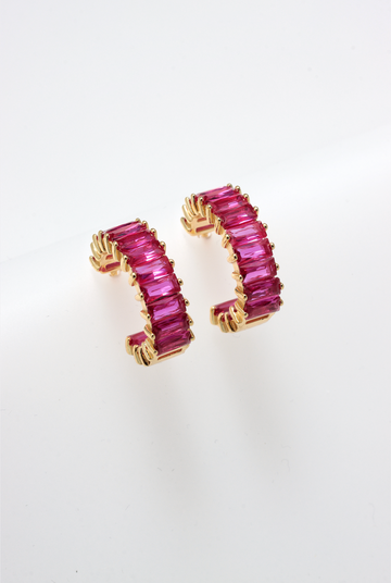 LEVIN GOLD MAGENTA 925 SILVER EARRINGS BY ANITA BRAND
