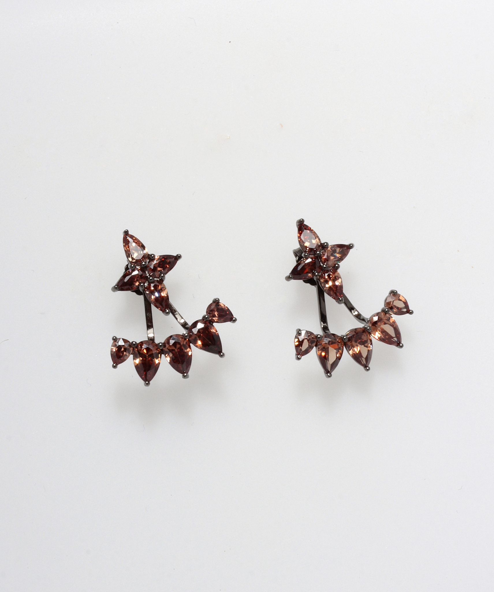 VENUS STAR COFFEE BLACK EAR-JACKET 925 SILVER  EARRINGS BY ANITA BRAND