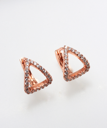 PAVE HUGGIE ROSE GOLD 925 SILVER EARRINGS BY ANITA BRAND