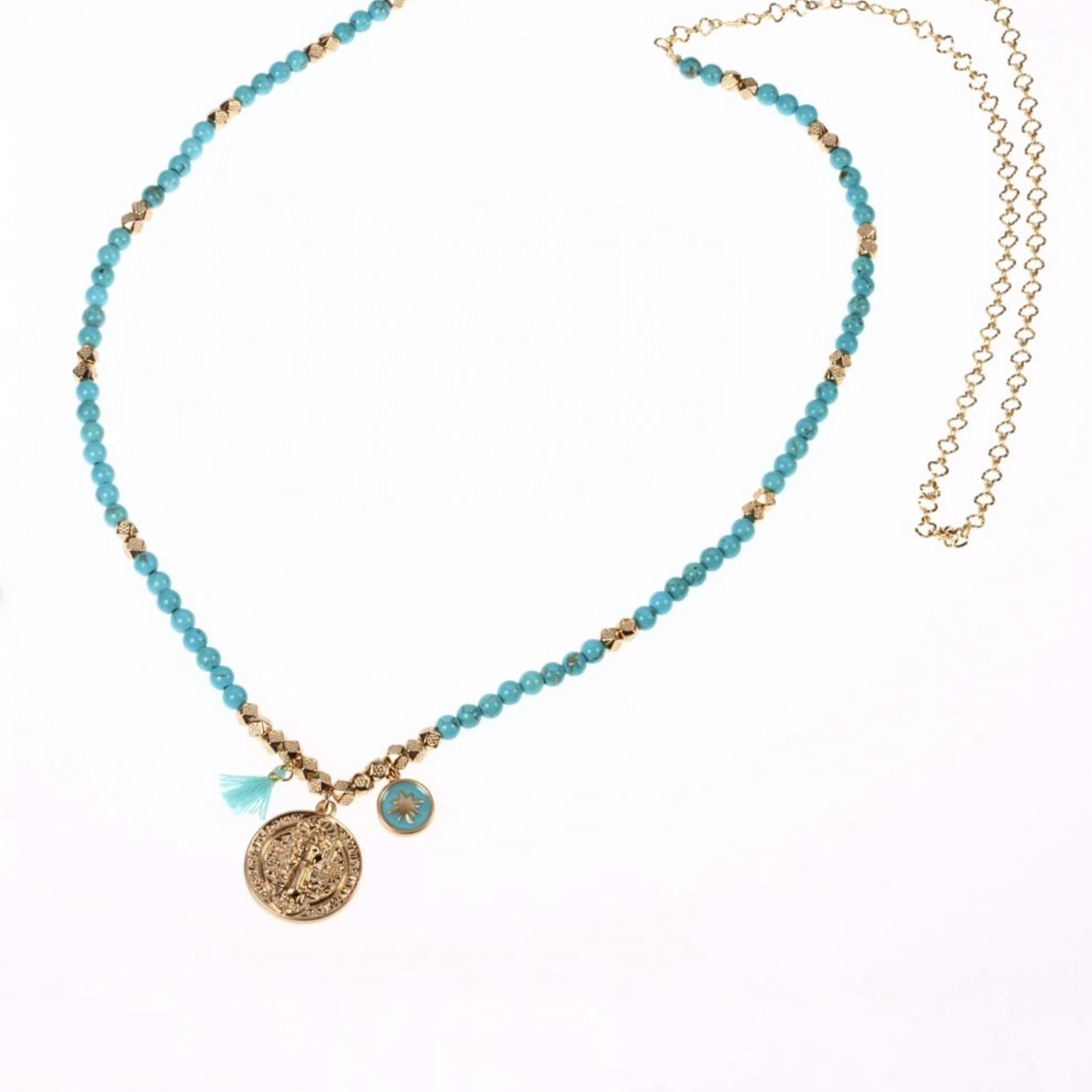 LIVIA LONG TURQUOISE NECKLACE