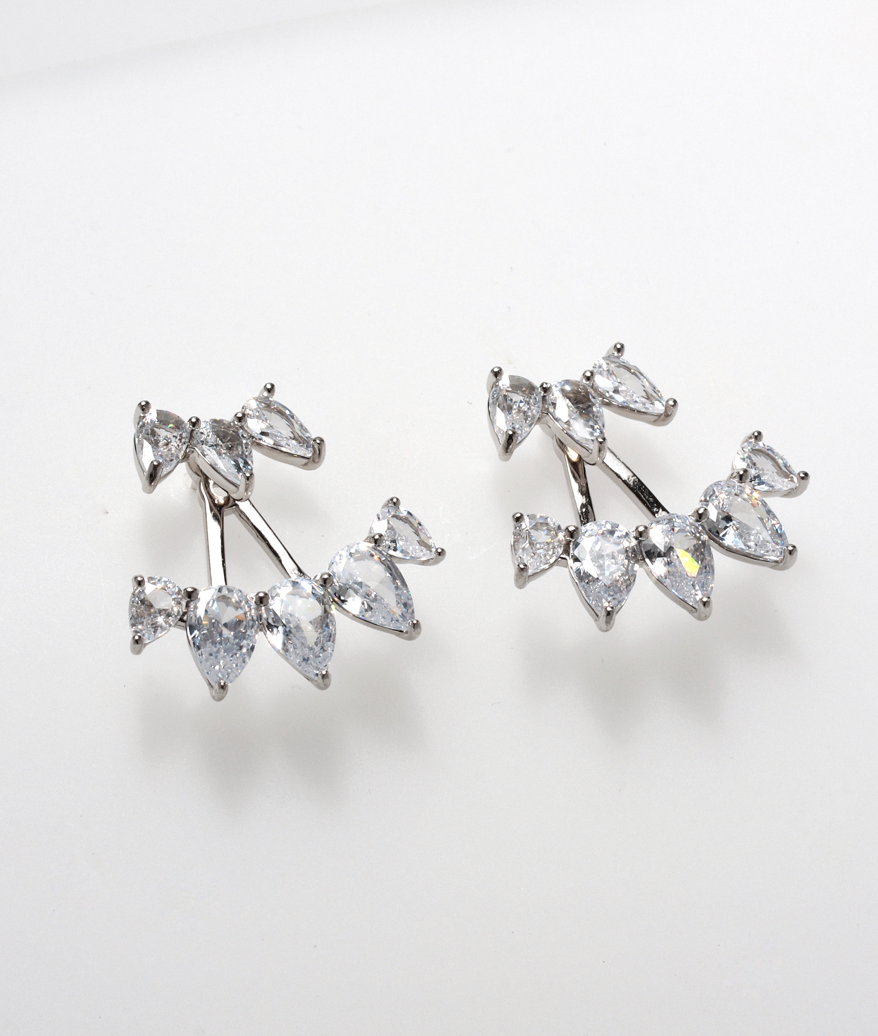 PARIN CROWN WHITE EAR-JACKET 925 SILVER EARRINGS BY ANITA BRAND