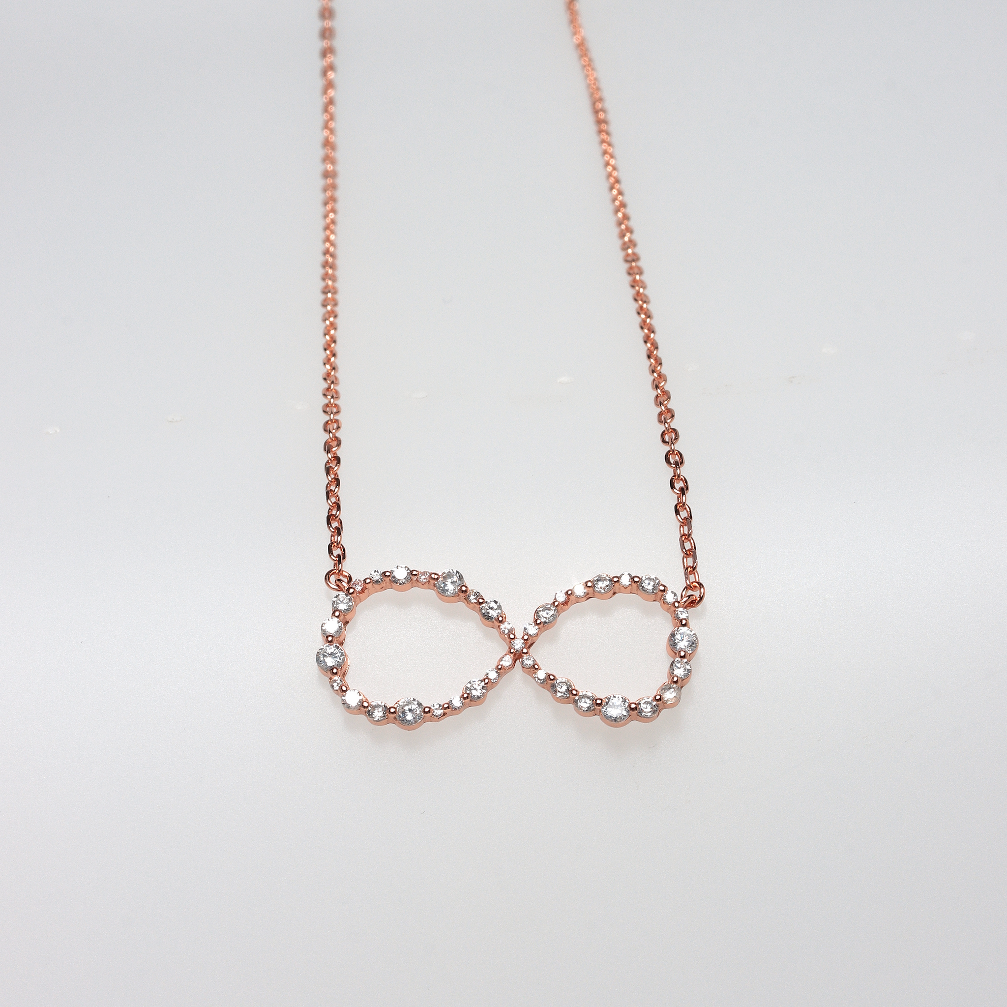 PARIS INFINITY ROUND STONES ROSE GOLD 925 SILVER NECKLACE BY ANITA BRAND