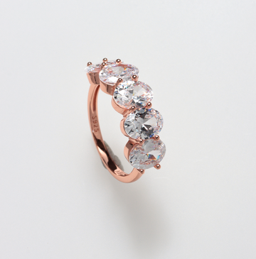 PARIS 5 OVAL STONES ROSE GOLD  925 SILVER RING BY ANITA BRAND
