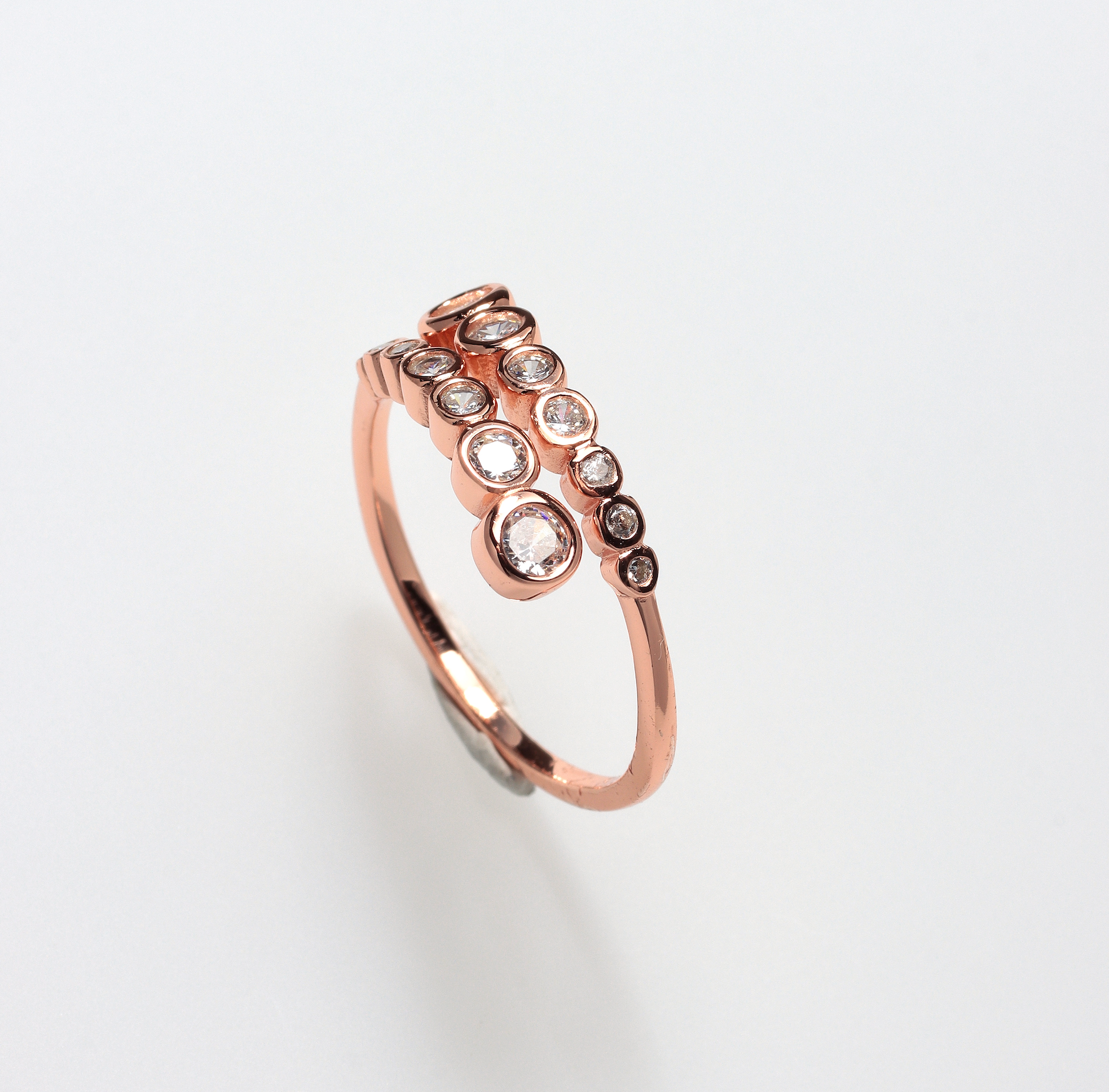 PARIS 14 ROUND STONES ROSE GOLD 925 SILVER RING BY ANITA BRAND