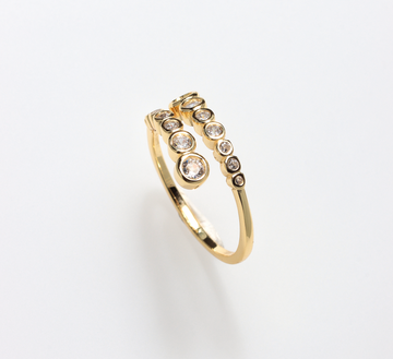 PARIS 14 ROUND STONES YELLOW GOLD 925 SILVER RING BY ANITA BRAND