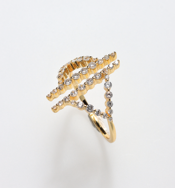 PARIS ROUND STONES YELLOW GOLD 925 SILVER RING BY ANITA BRAND