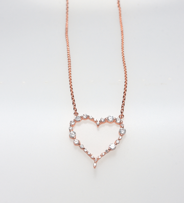PARIS HEART ROUND STONES ROSE GOLD 925 SILVER NECKLACE BY ANITA BRAND