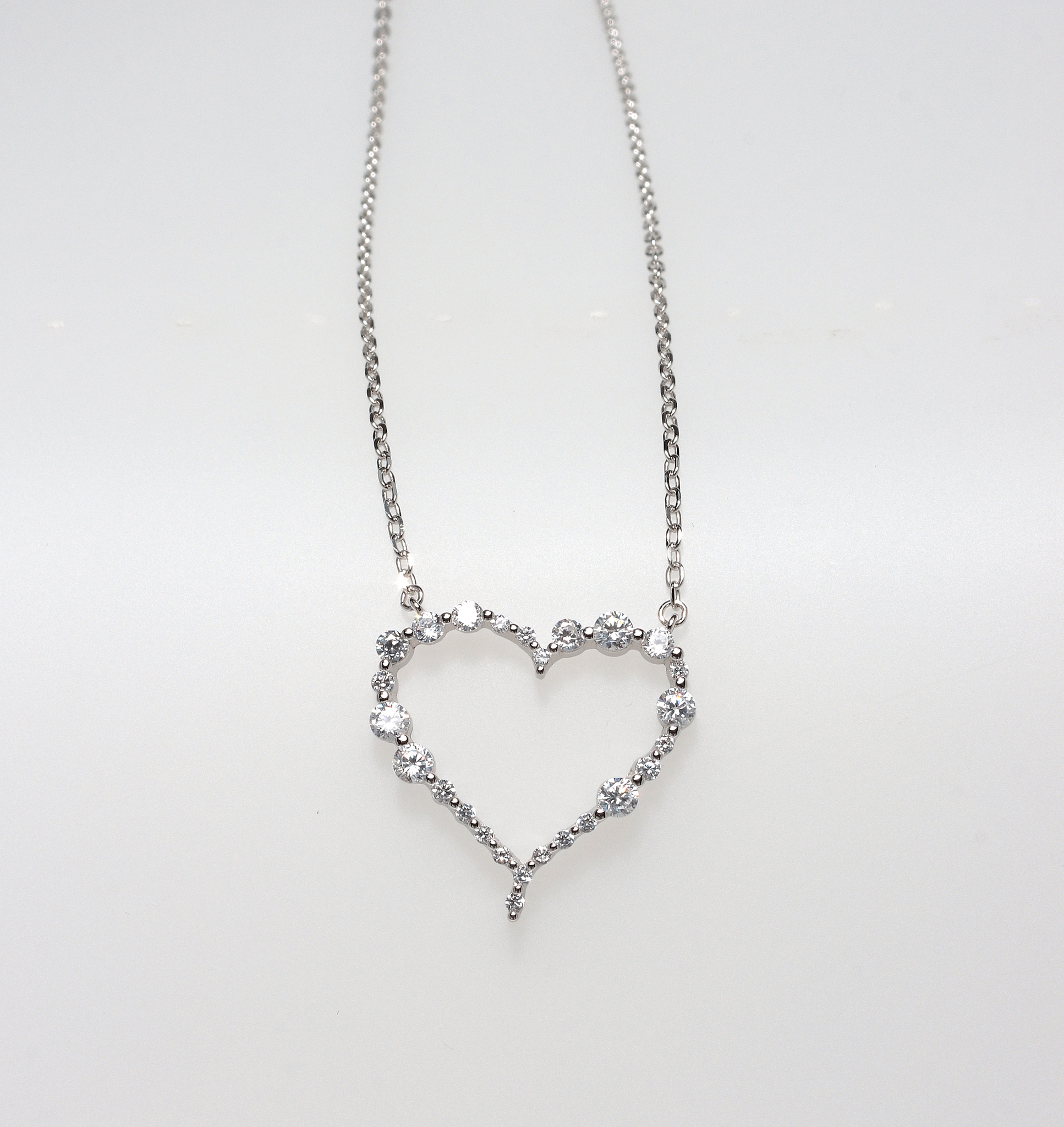 PARIS HEART ROUND STONES WHITE GOLD 925 SILVER NECKLACE BY ANITA BRAND