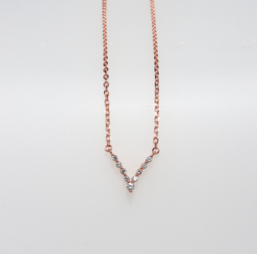 PARIS ''V'' ROUND STONES  ROSE GOLD 925 SILVER NECKLACE BY ANITA BRAND