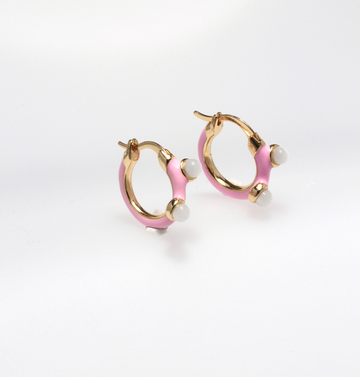 ADRA ENAMEL PINK EARRINGS WITH WHITE STONES