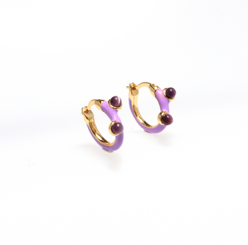 ADRA ENAMEL PURPLE EARRINGS WITH DARK PURPLE STONES