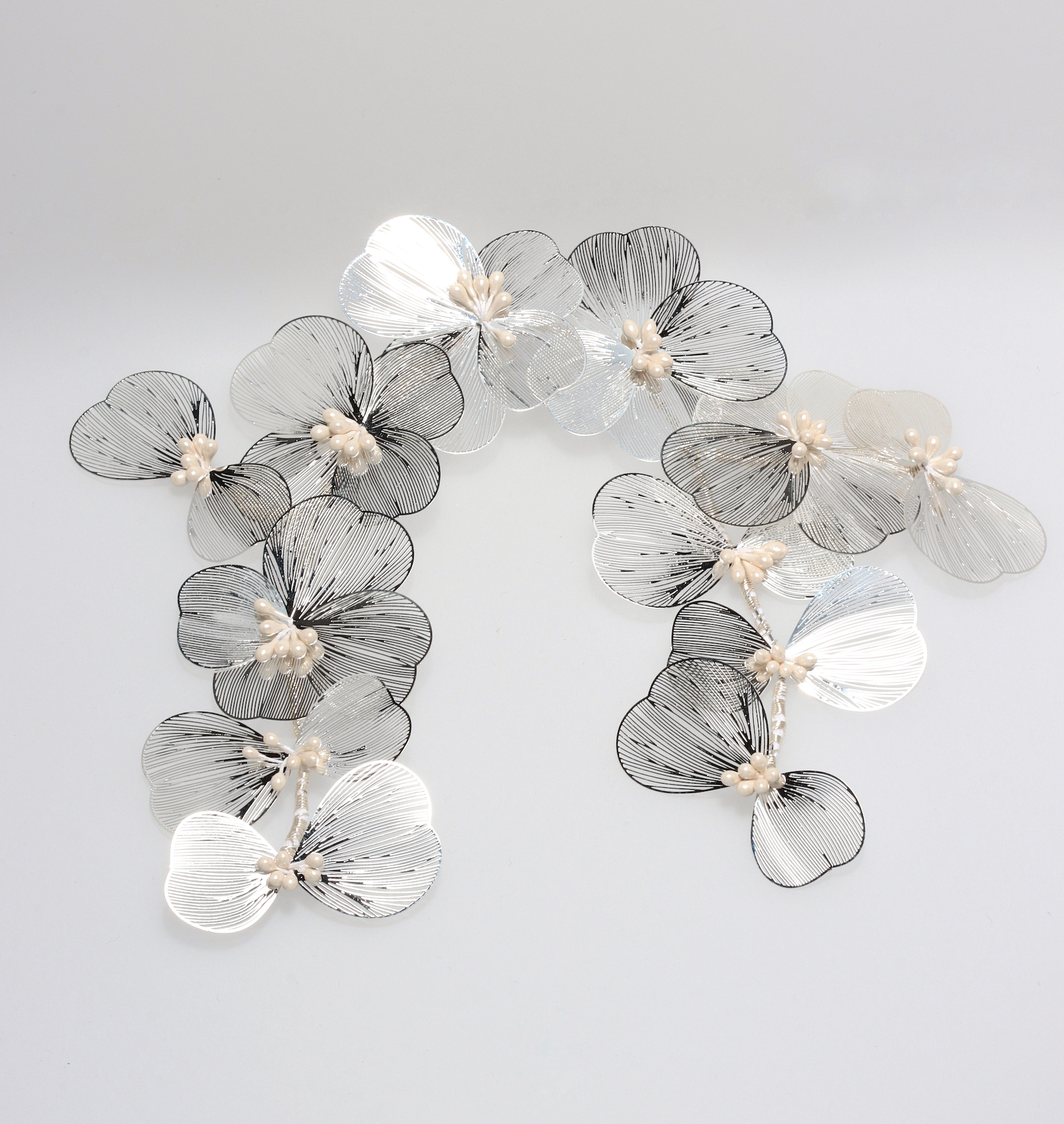 BRIDAL SILVER FLOWER HEADPIECE