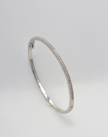 BANGLE SILVER BRACELET WITH WHITE  ZIRCONIA STONES