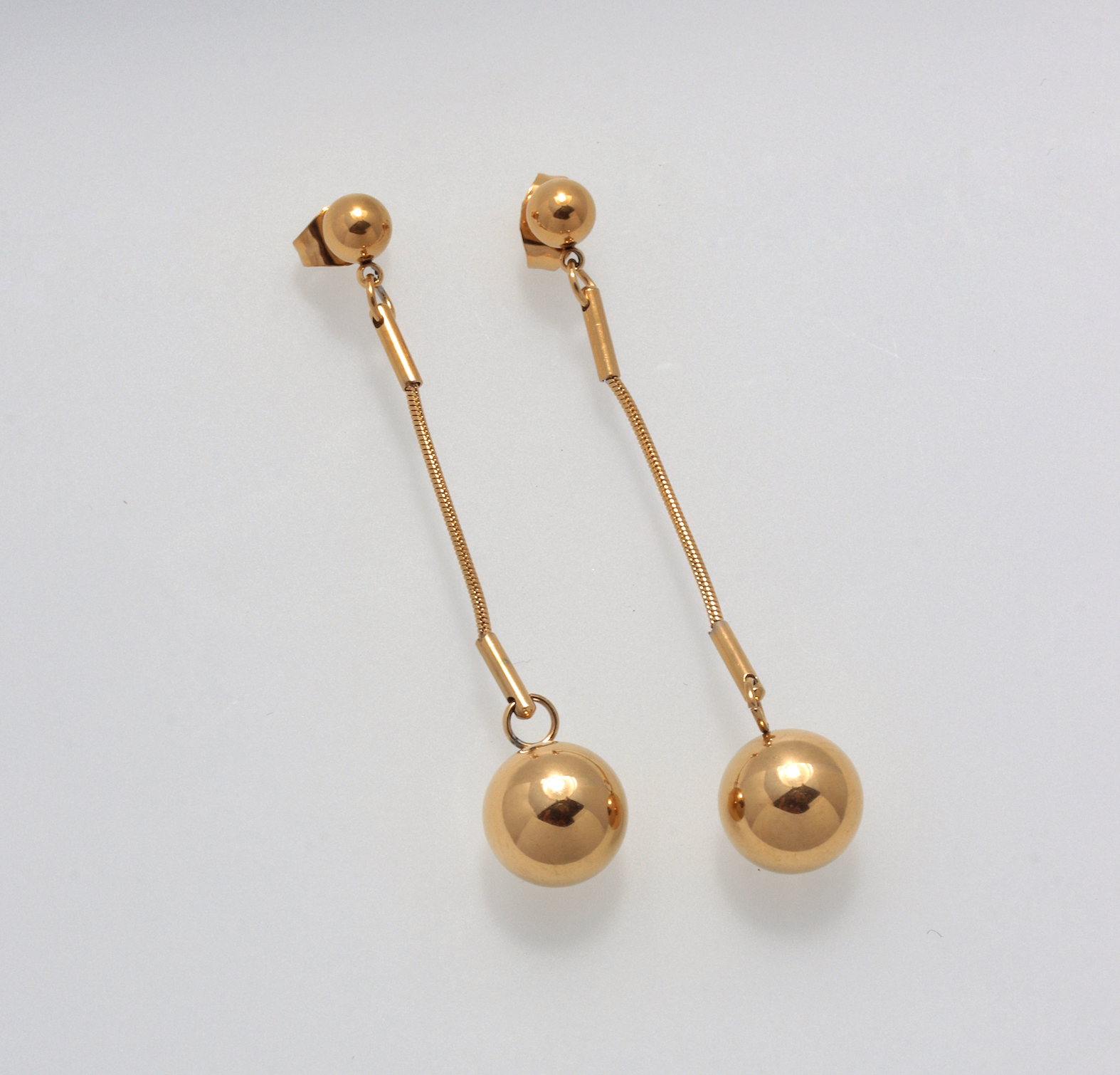 GOLD DANGLE BALLS EARRINGS