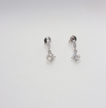 DANGLE ROUND BRILLIANT CUT MOISSANITE 925 SILVER EARRINGS