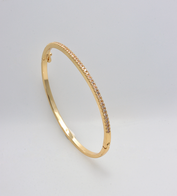 BANGLE GOLD BRACELET WITH ZIRCONIA STONES