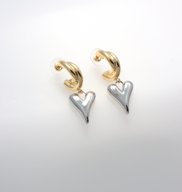 DANGLE HEART SILVER  EARRINGS