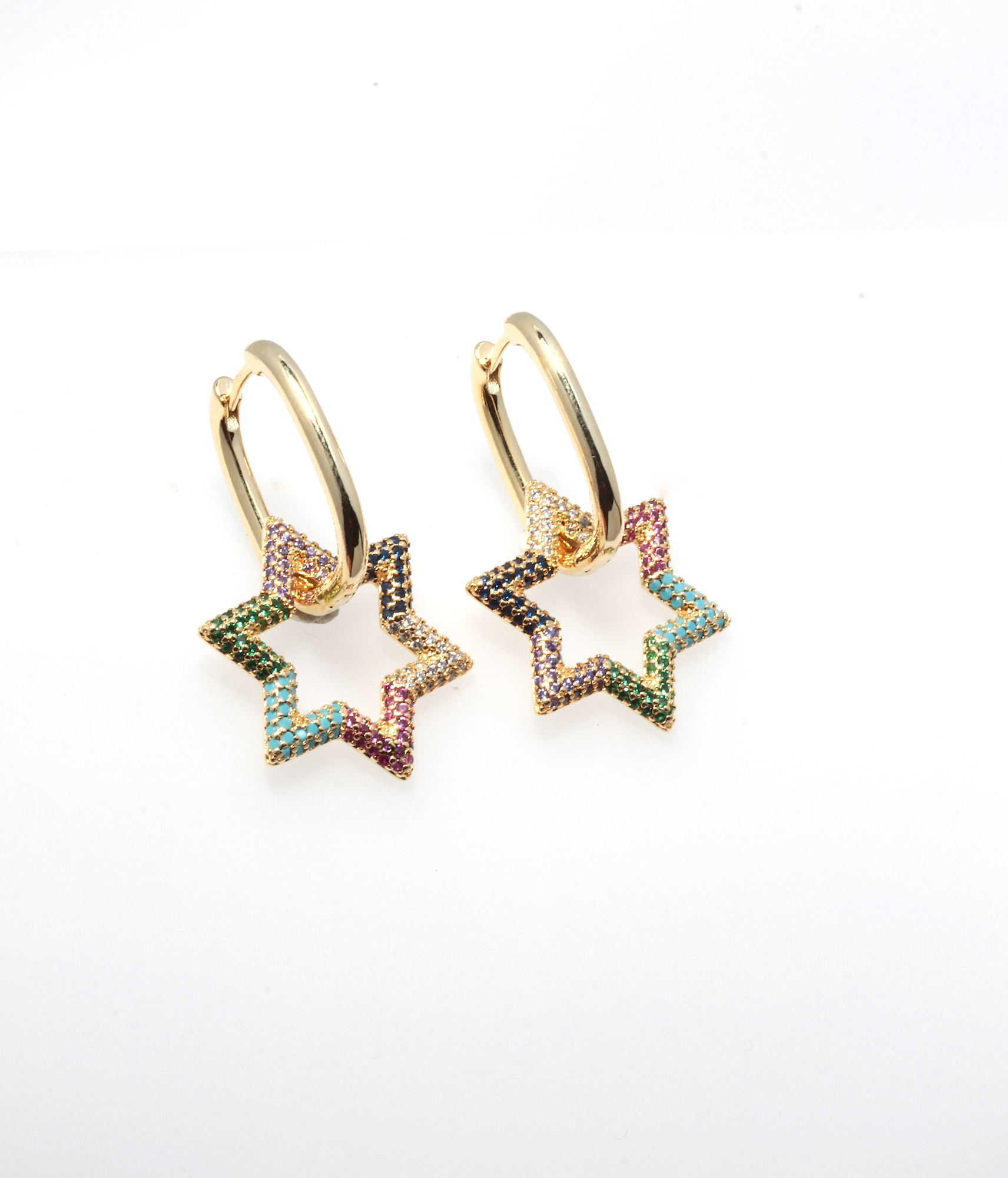 EZRI DANGLE COLORFUL STAR EARRINGS