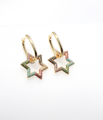 EZRI DANGLE COLORFUL STAR EARRINGS