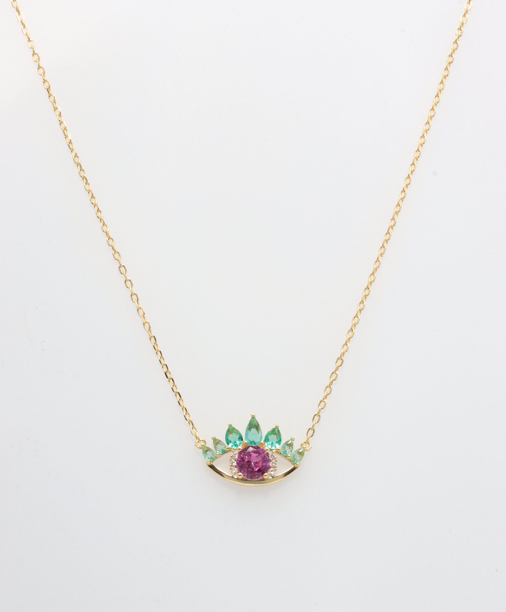 AYLA EYE 925 GOLD PETROL MAGENTA  NECKLACE by Anita Brand