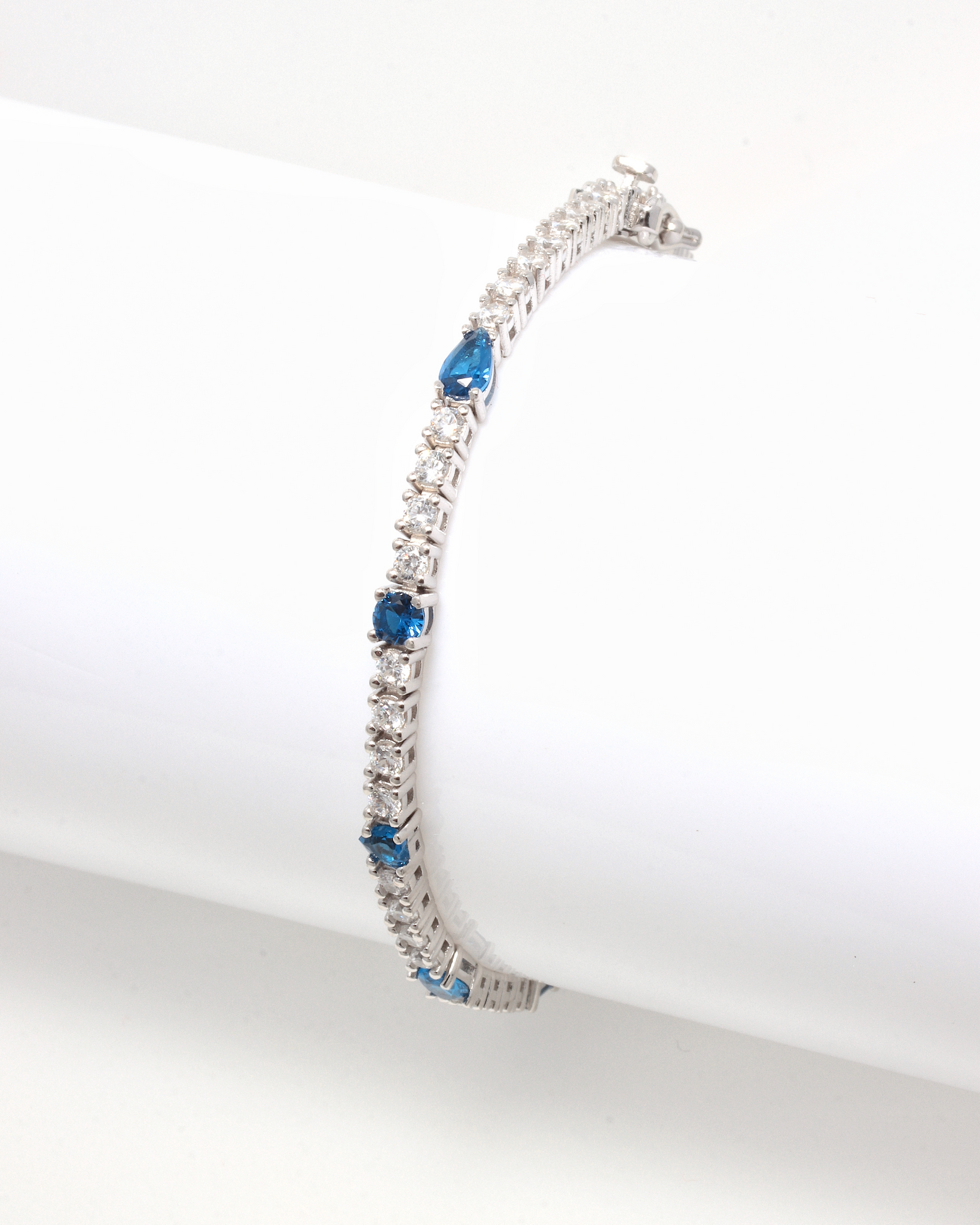 BLUE AND WHITE RIVIERA 925 SILVER BRACELET BY ANITA BRAND