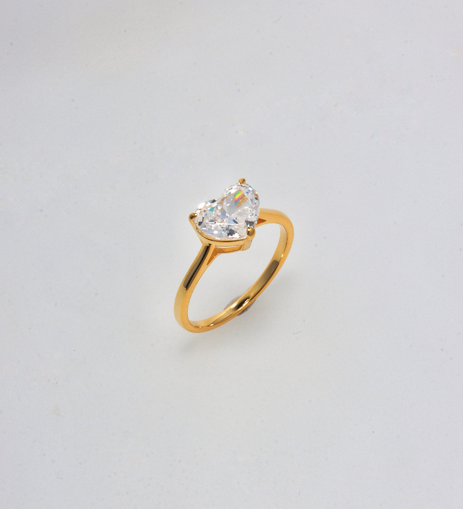 HEART 925 SILVER GOLD RING