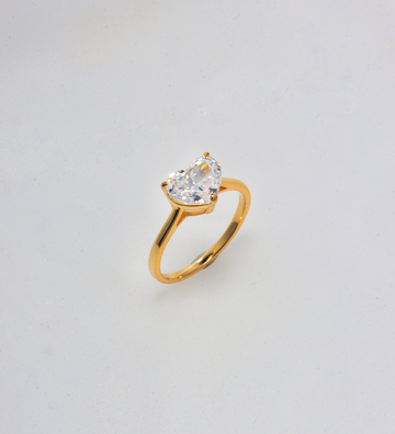 HEART 925 SILVER GOLD RING