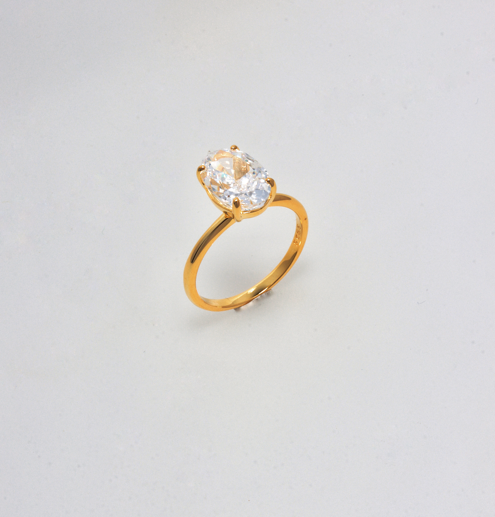 OVAL 925 SILVER GOLD RING