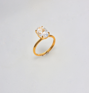 OVAL 925 SILVER GOLD RING