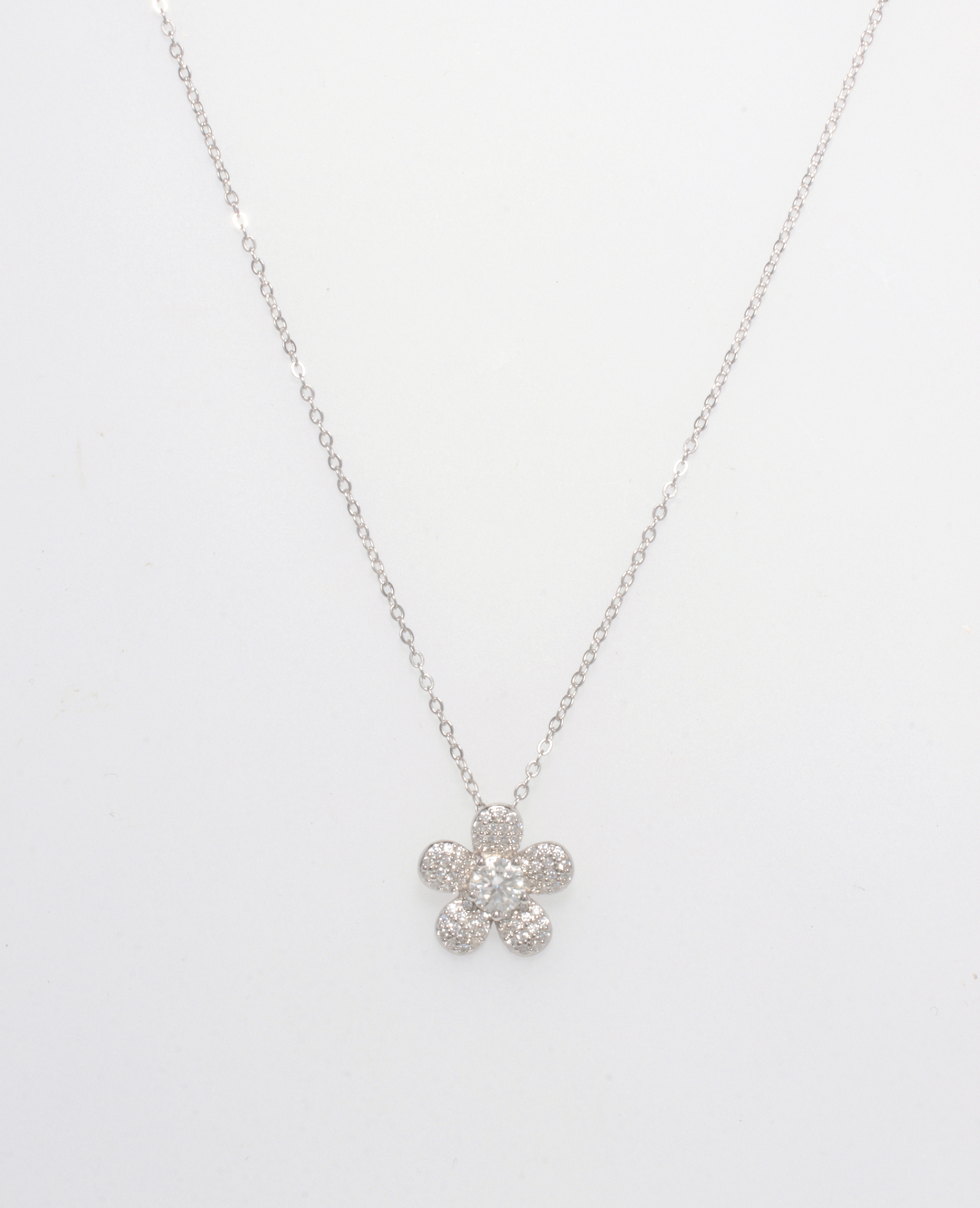 MOISSANITE FLOWER 925 SILVER NECKLACE