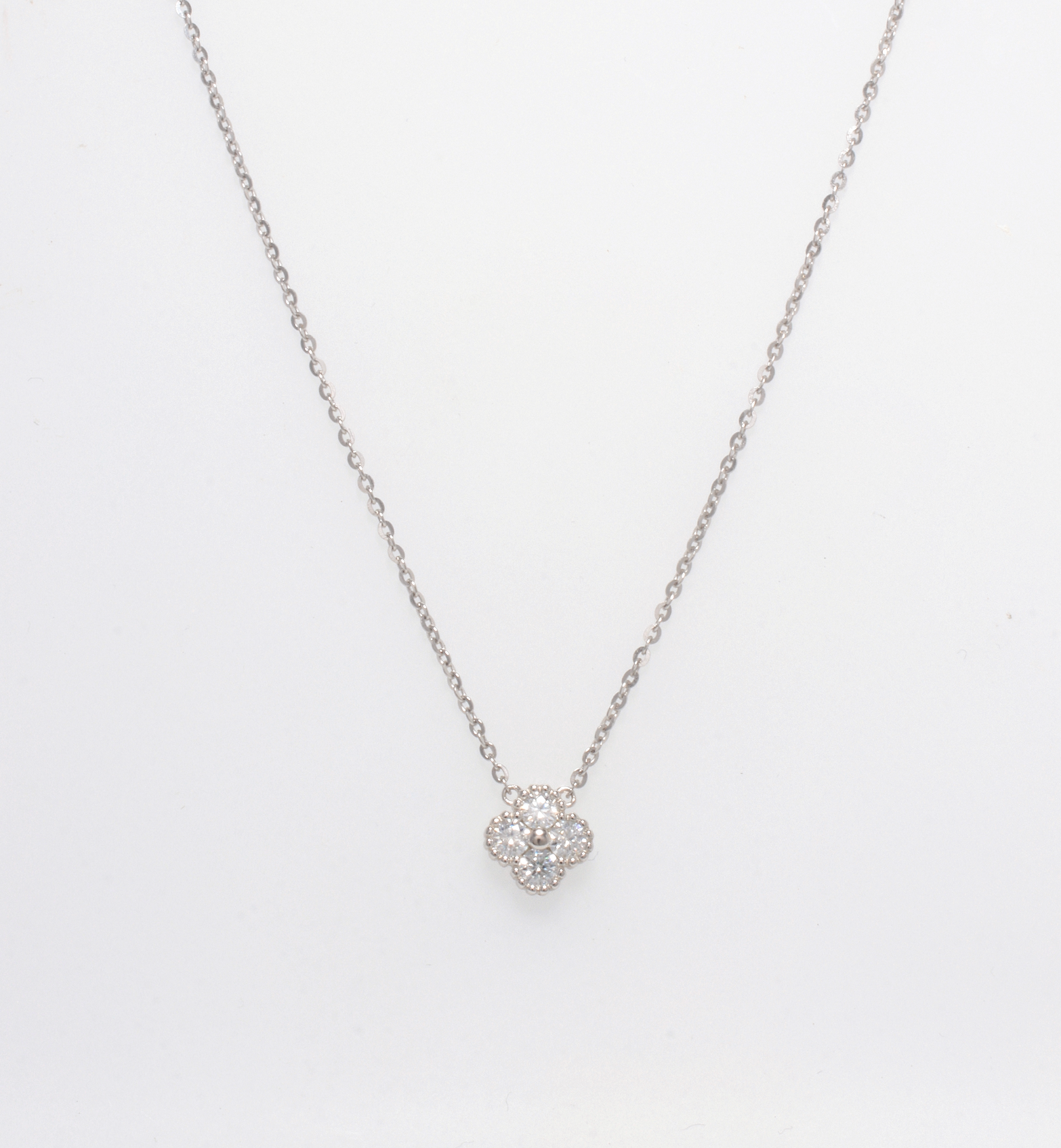 4 PETAL FLOWER 925 SILVER NECKLACE