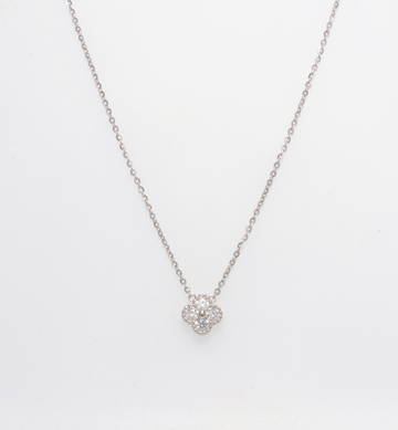 4 PETAL FLOWER 925 SILVER NECKLACE