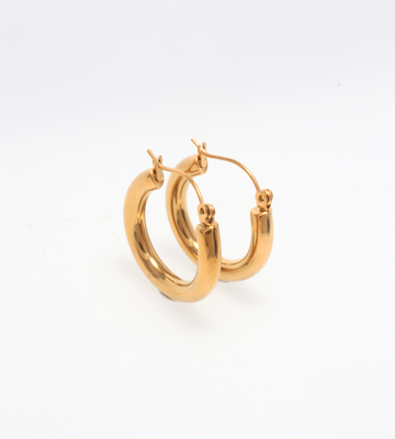 MEDIUM HOOP GOLD EARRINGS