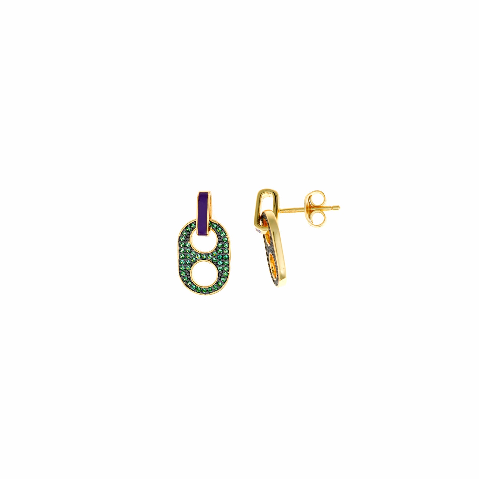SALVATORE PLATA EARRING 925 PLATED GOLD LINK COFFEE 2