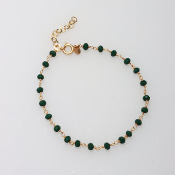 ROSARY 925 SILVER BRACELET DEEP GREEN (gold plated)