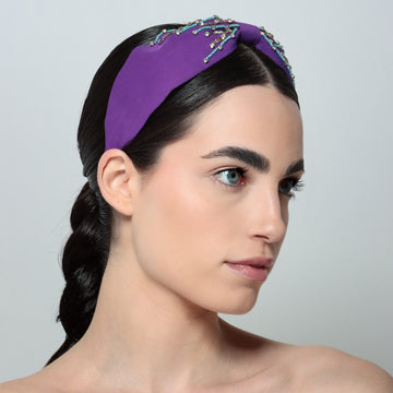 NOON HANDMADE HEADBAND ( purple turquoise-white stones)