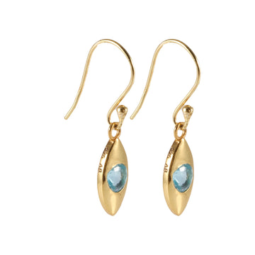 INDIA HANDCRAFTED DANGLE NATURAL BLUE TOPAZ EYE EARRING
