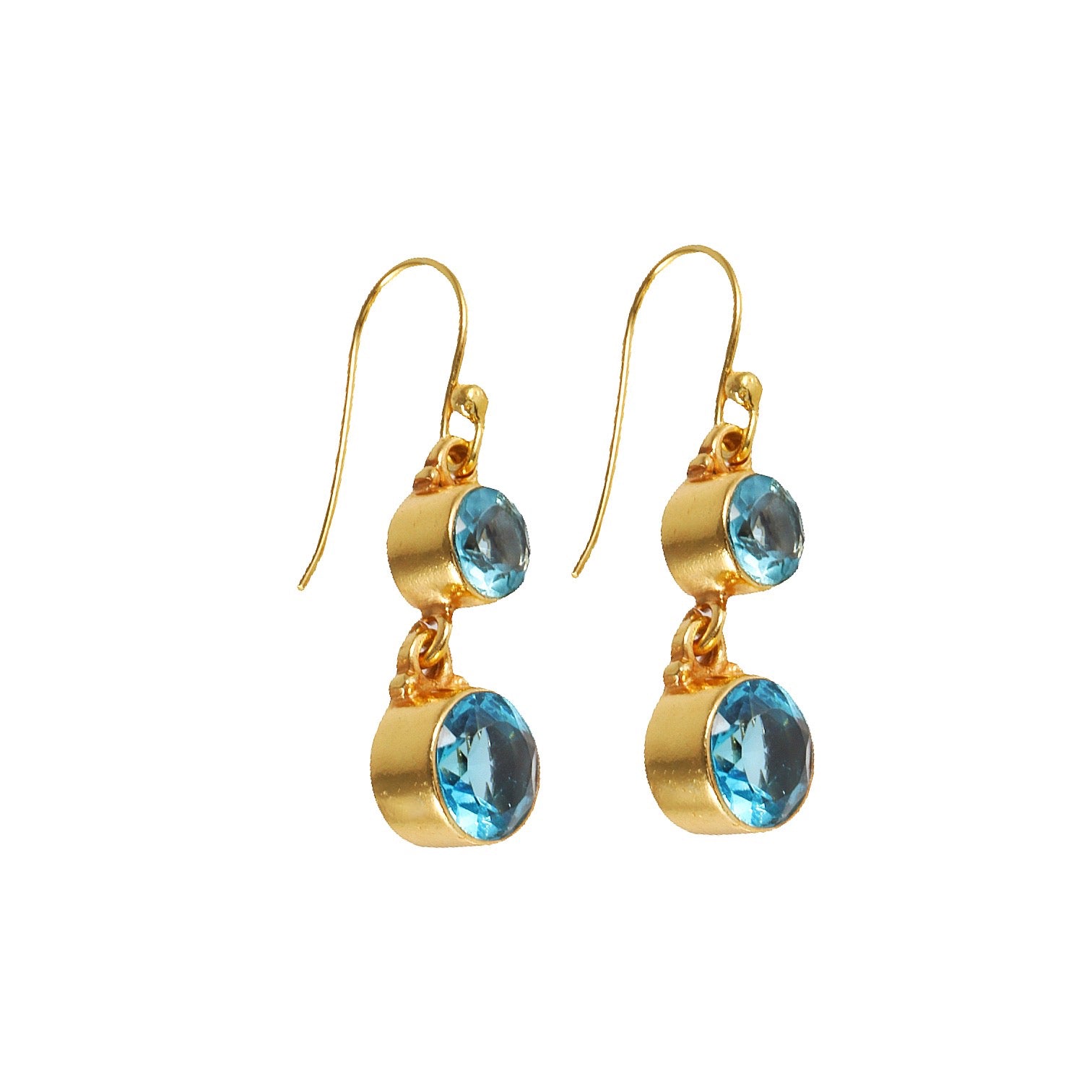INDIA HANDCRAFTED EARRING WITH BLUE TOPAZ GEMSTONE