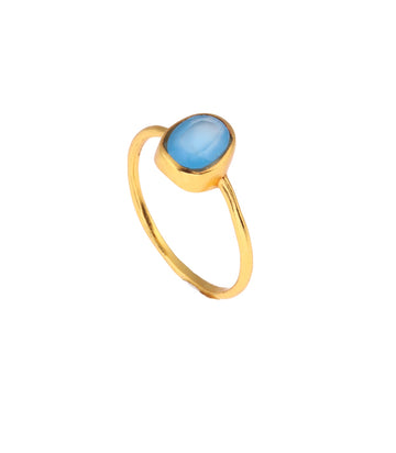 INDIA HANDCRAFTED BLUE CHALCEDONY 925 RING