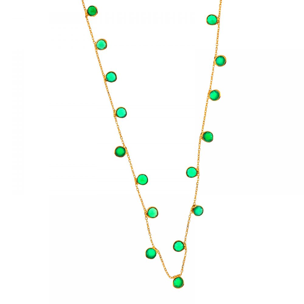 INDIA HANDCRAFTED NECKLACE WITH GREEN GEMSTONES