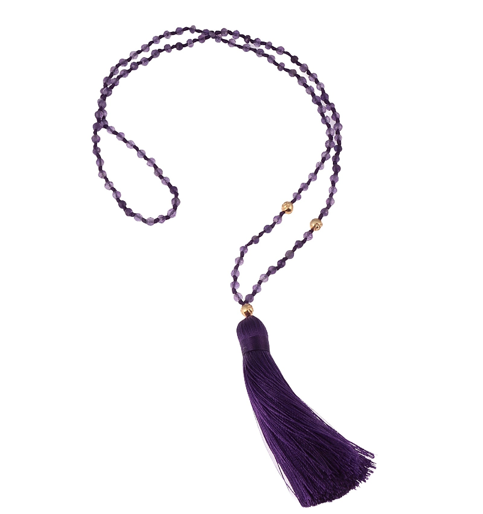 AMETHYST HANDCRAFTED MEDITATION MALA NECKLACE WITH TASSEL
