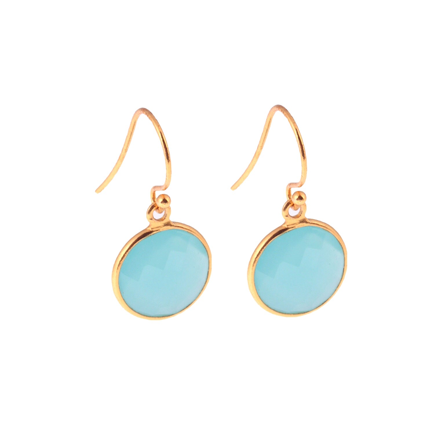 INDIA HANDCRAFTED CIEL CHALCEDONY ROUND 925 EARRINGS